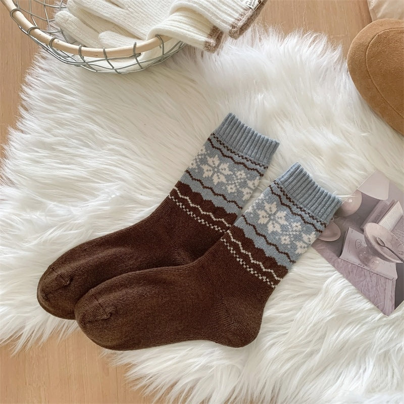 Fair Isle Wool Slouch Socks (85% Wool)