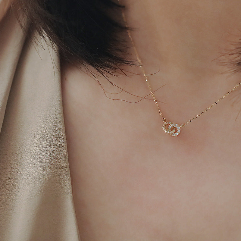 925 Sterling Silver Interlocking Pavé Circles Necklace