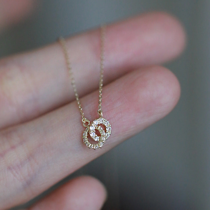 925 Sterling Silver Interlocking Pavé Circles Necklace