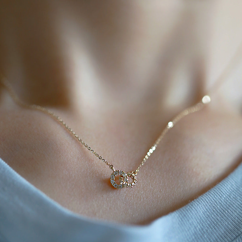 925 Sterling Silver Interlocking Pavé Circles Necklace