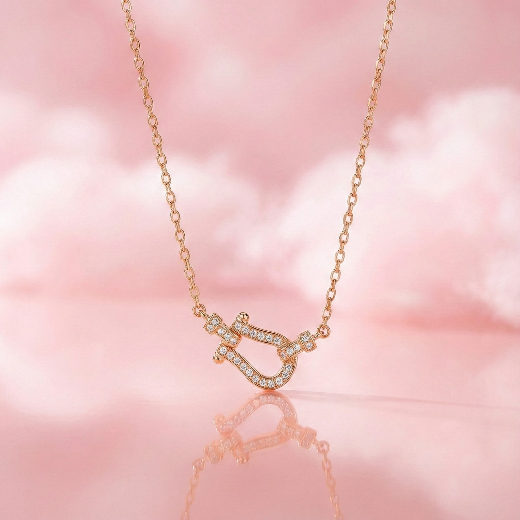 Lucky Horseshoe Clasp Necklace — 925 Sterling Silver & CZ