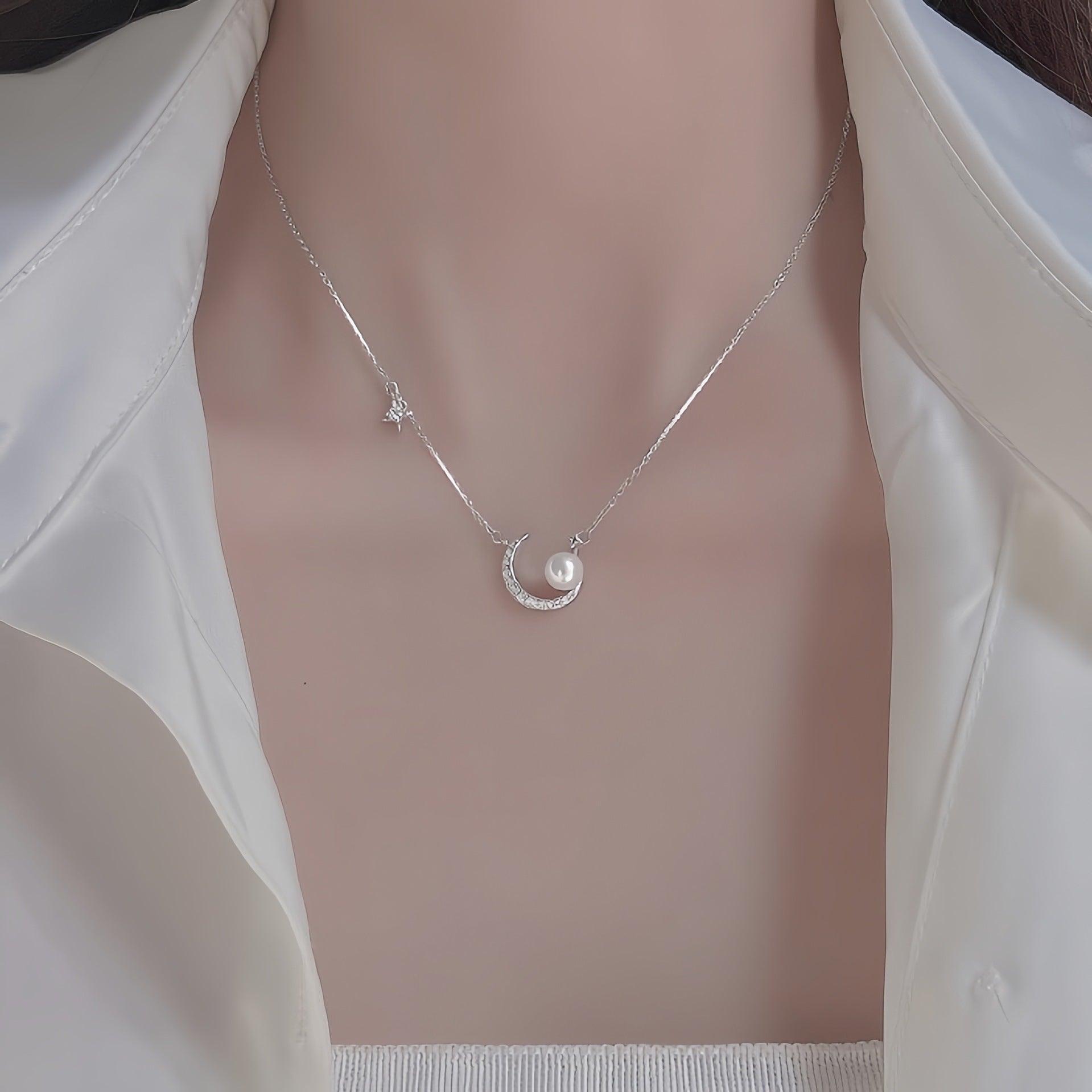 A Pearl for the Moon — 925 Sterling Silver & CZ