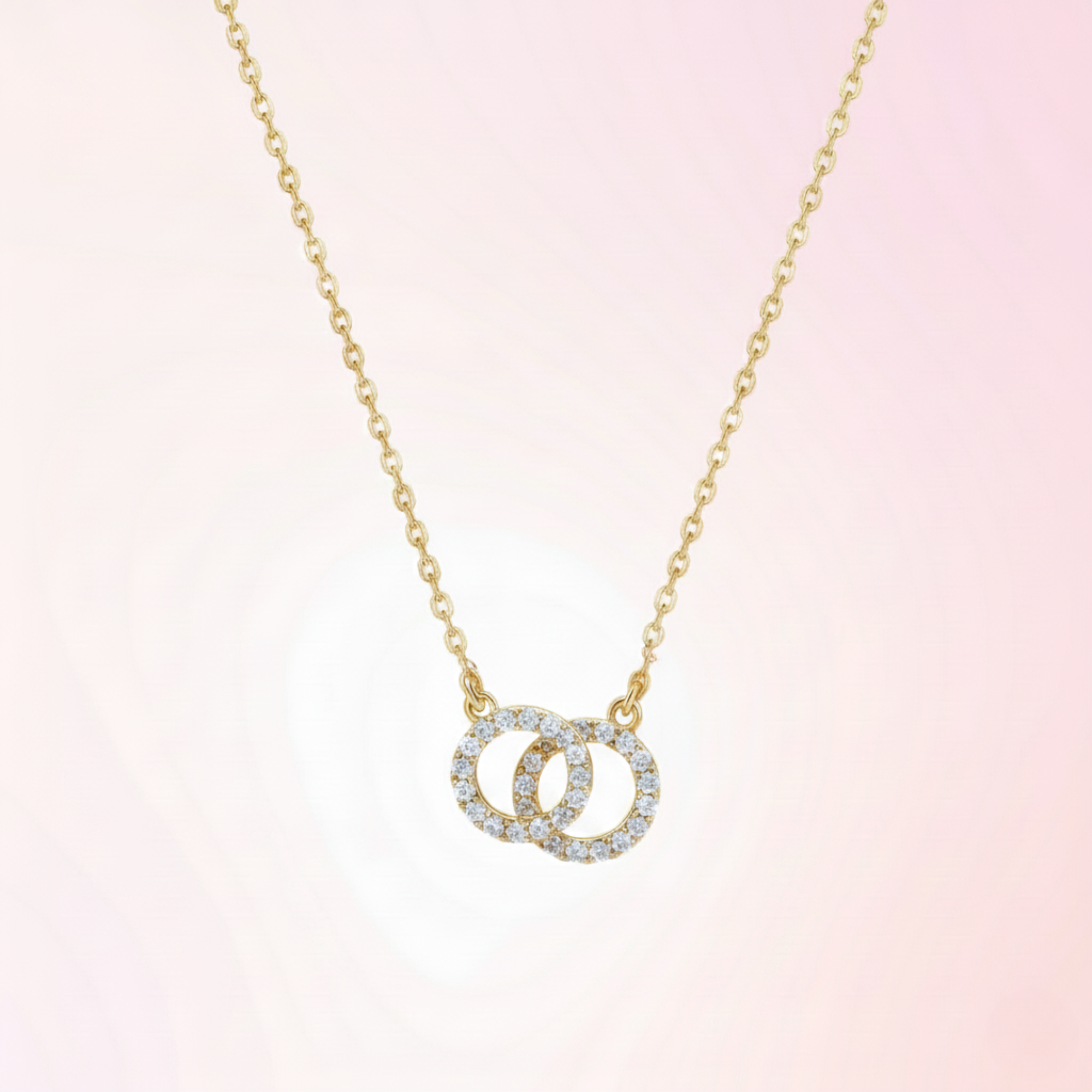 925 Sterling Silver Interlocking Pavé Circles Necklace