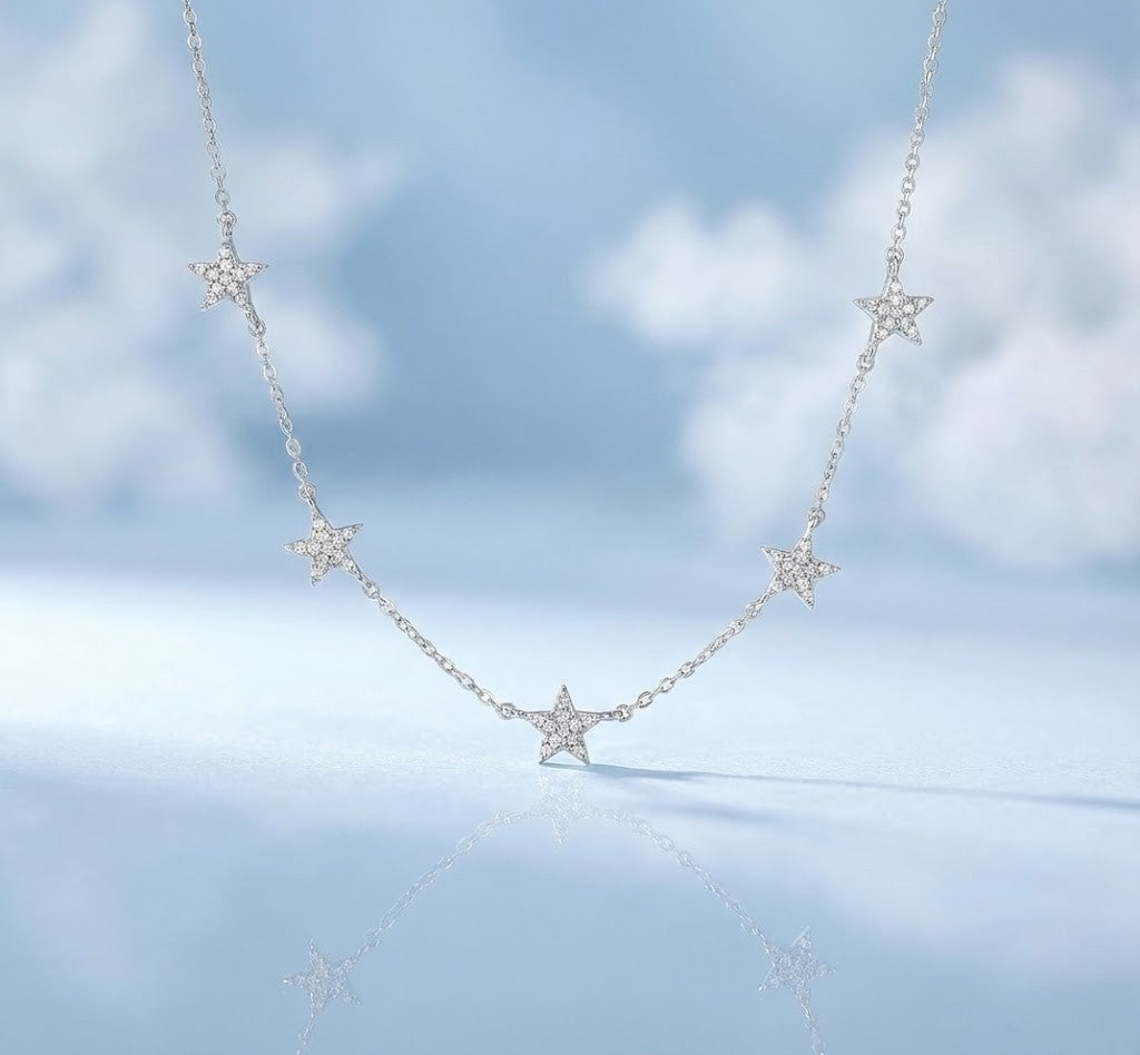 Five Stars, Close to You — CZ Necklace in 925 Sterling Silver