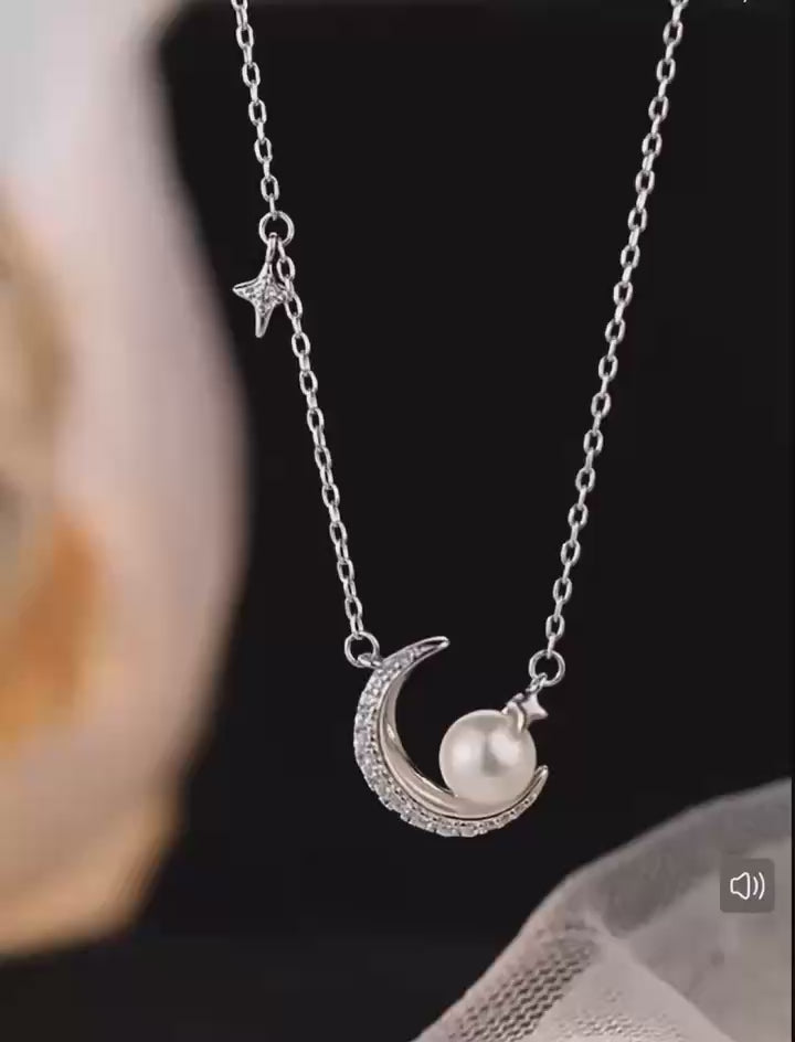 A Pearl for the Moon — 925 Sterling Silver & CZ